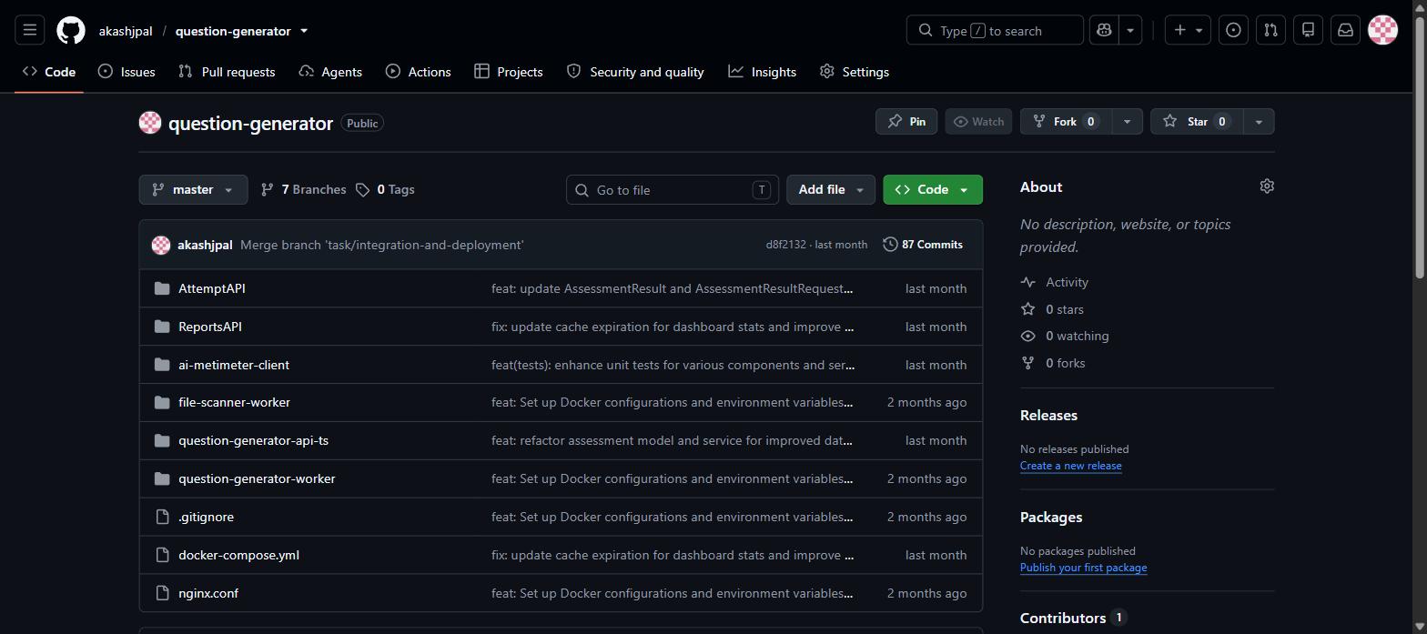 AI Question Generator snapshot